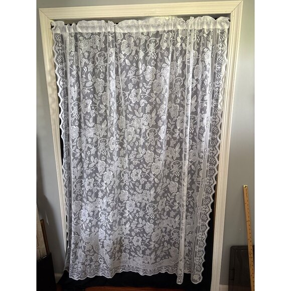 White Lace Curtain Panels 72" x 56" Each - Picture 1 of 7